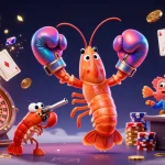 Illustration dynamique de casino français en ligne, mettant en scène des personnages animés dans un décor riche à thème de jeux.