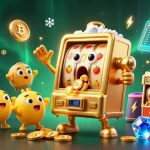 Le casino francais en ligne célèbre son jackpot avec une machine à sous animée et des pièces scintillantes.