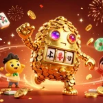 Jouez dans un crypto casino sans KYC avec un golem doré et des lanternes scintillantes.