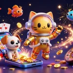 Jouez au meilleur nouveau casino en ligne avec des personnages de chats astronautes et des éléments de jeu captivants.