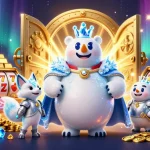 Engage with the online magazine's vibrant casino scene featuring a polar bear and fox amidst riches.