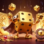 Jouer aux casinos en ligne avec des dés dorés et des éléments de machine à sous captivants
