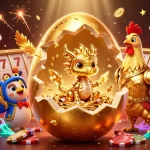 Experience the excitement of slot bonus gaming with vibrant golden dragon and poker chips.